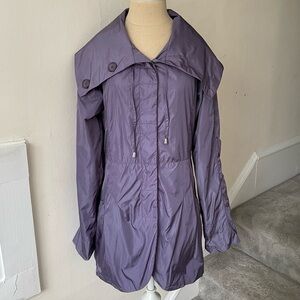 (ethic) Brand Purple Shiny Italian Spread Collar Nylon Raincoat EUC Sz IT44/US8